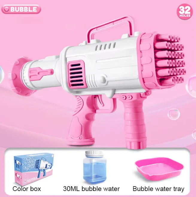 Bazooka Bubble Gun – 32-Hole Gatling Bubble Machine