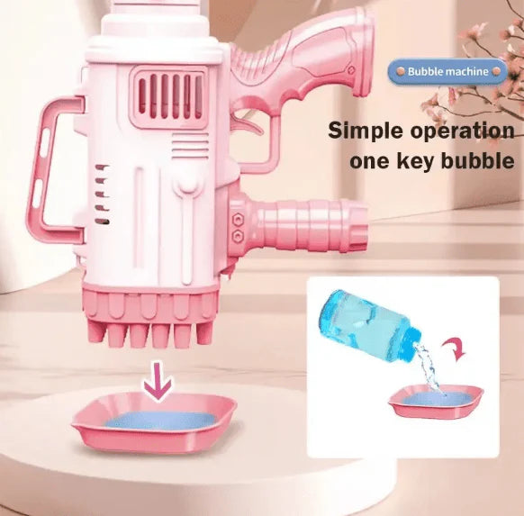Bazooka Bubble Gun – 32-Hole Gatling Bubble Machine